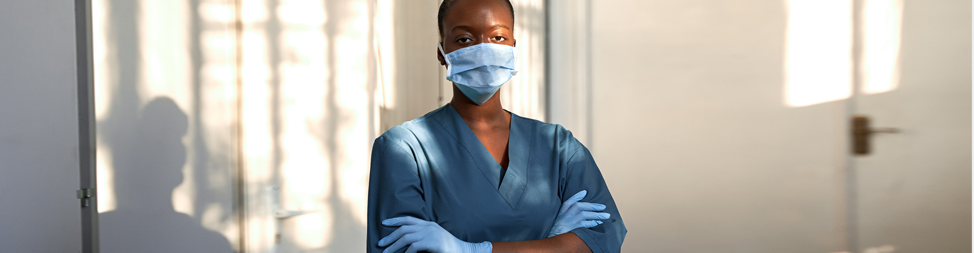 caretaker with face mask